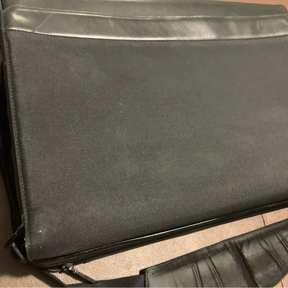 TUMI 2967D Black Leather Nylon Briefcase Laptop Shoulder Messenger Bag - Picture 6 of 16